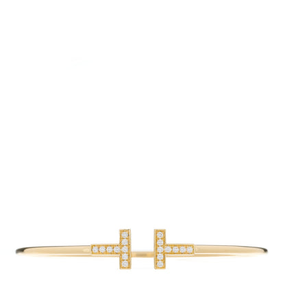Tiffany 18K Yellow Gold Diamond T Wire Bracelet 1 of 3