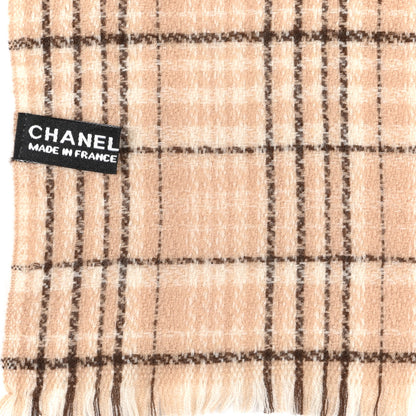 Chanel Cashmere CC Plaid Scarf Beige 5 of 5