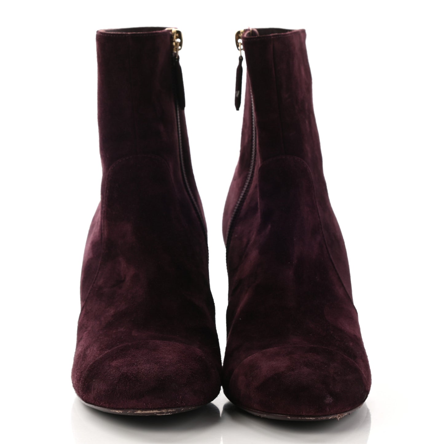 Suede Calfskin Chain Boots 37 Burgundy