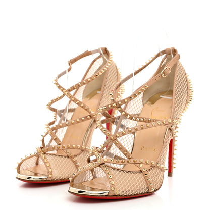 Christian Louboutin Rete Mini Resille Kid Specchio Alarc 100 Pump 38 Nude Light Gold 3 of 10