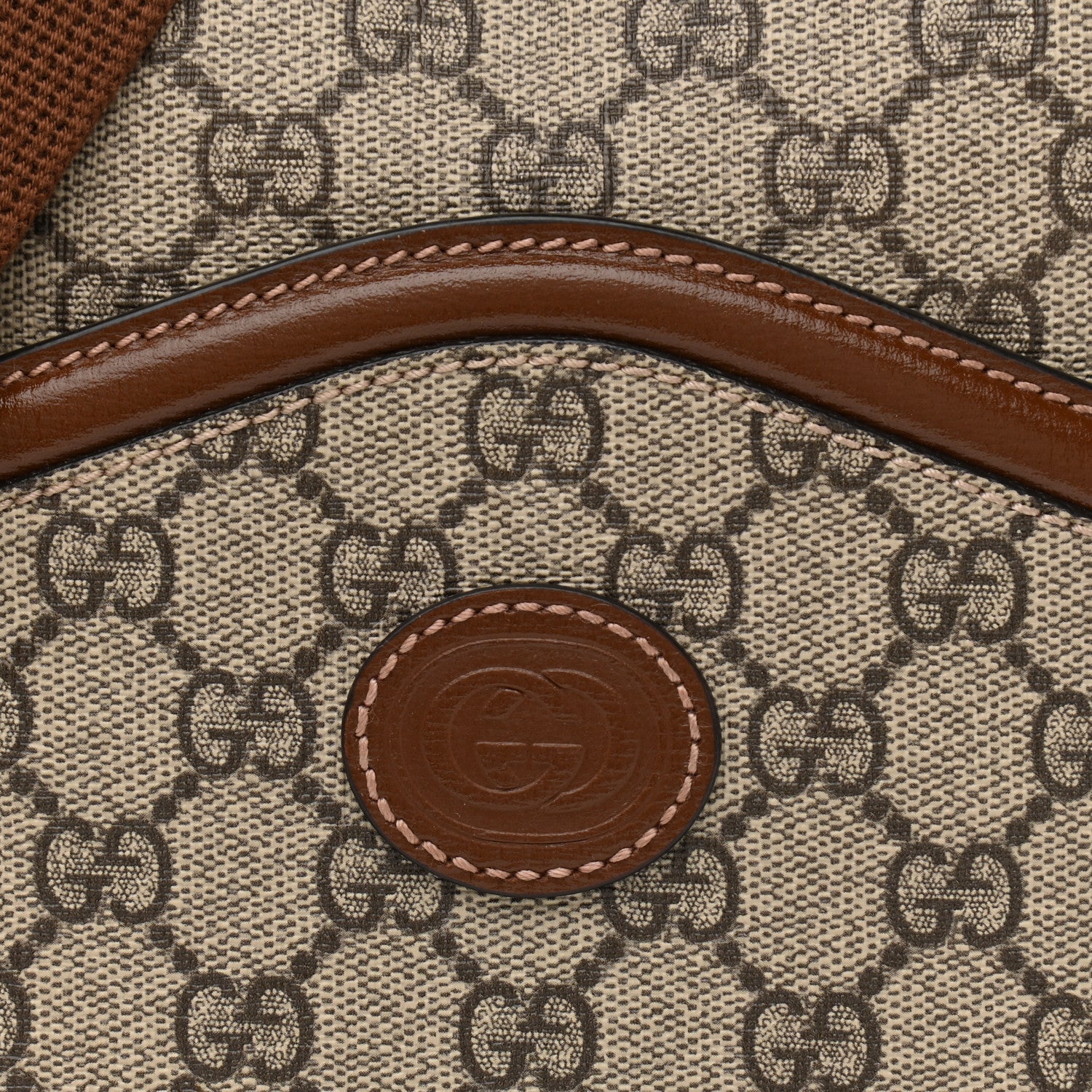 Gucci GG Supreme Monogram Azalea Calfskin Retro Interlocking G Messenger Shoulder Bag Beige Ebony Brown Sugar 8 of 10