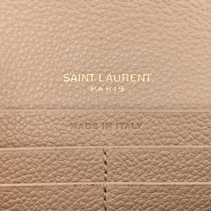 Saint Laurent Grained Calfskin Monogram Large Flap Wallet Beige 6 of 17