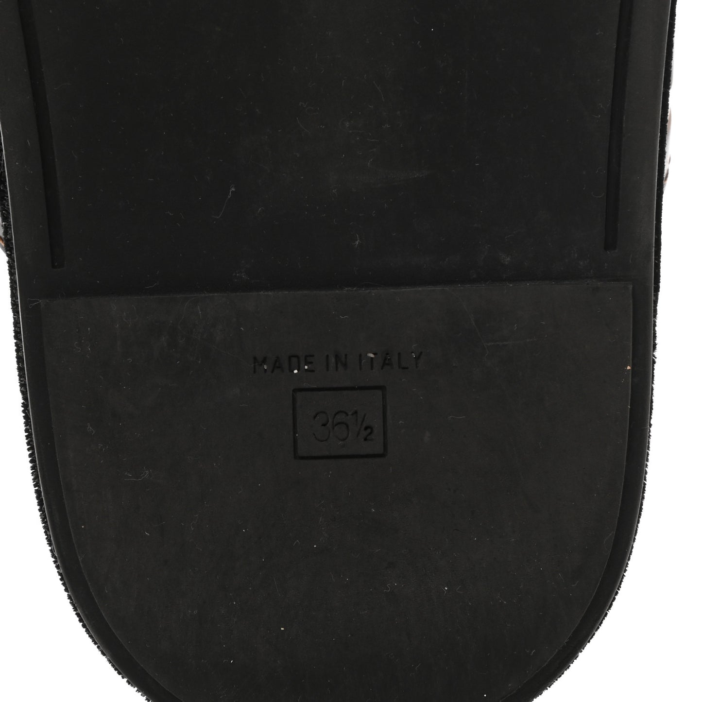 Calfskin FF Embossed Pearland Slide Sandals 36.5 Tobacco Moro