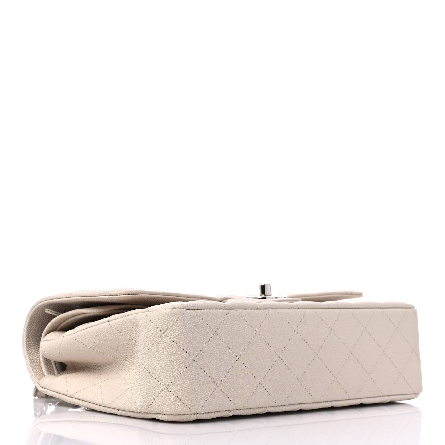 Caviar Quilted Medium Double Flap Light Beige