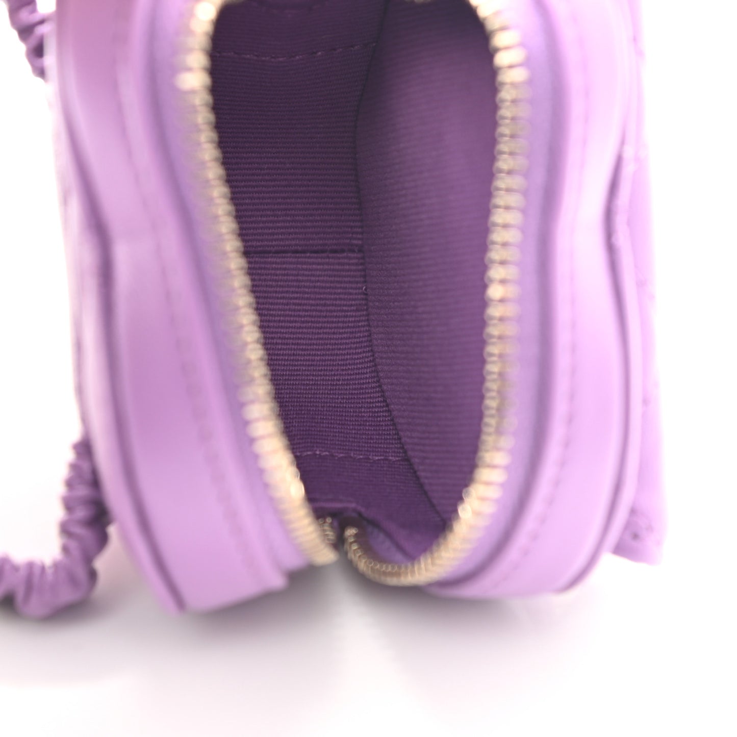 Lambskin Quilted CC In Love Heart Zipped Arm Coin Purse Purple