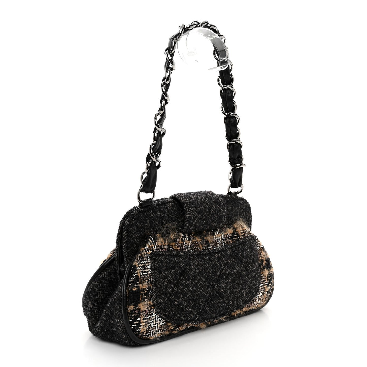 Wool Tweed Frame Bag Grey Multicolor
