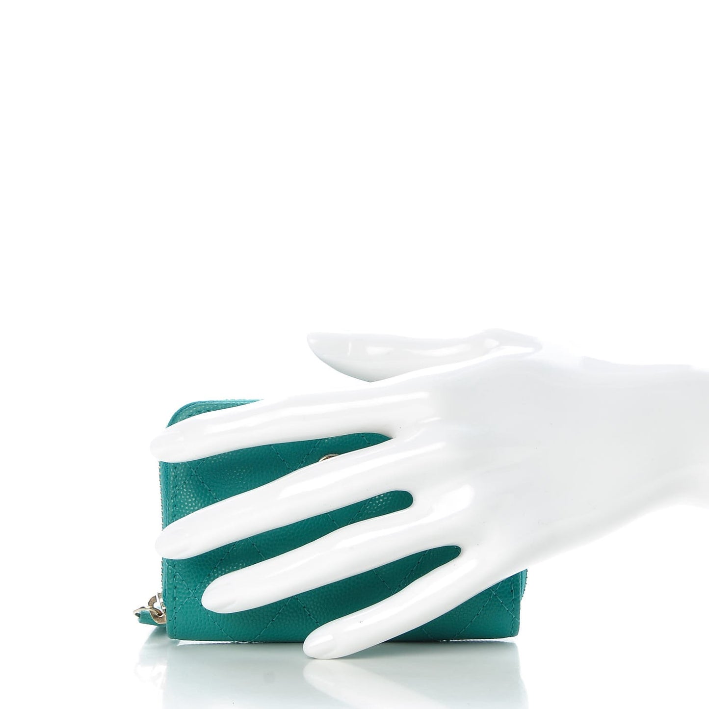 Caviar Quilted Zip Coin Purse Turquoise
