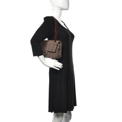 Chanel Tweed Quilted Medium Double Flap Dark Red 2 of 12