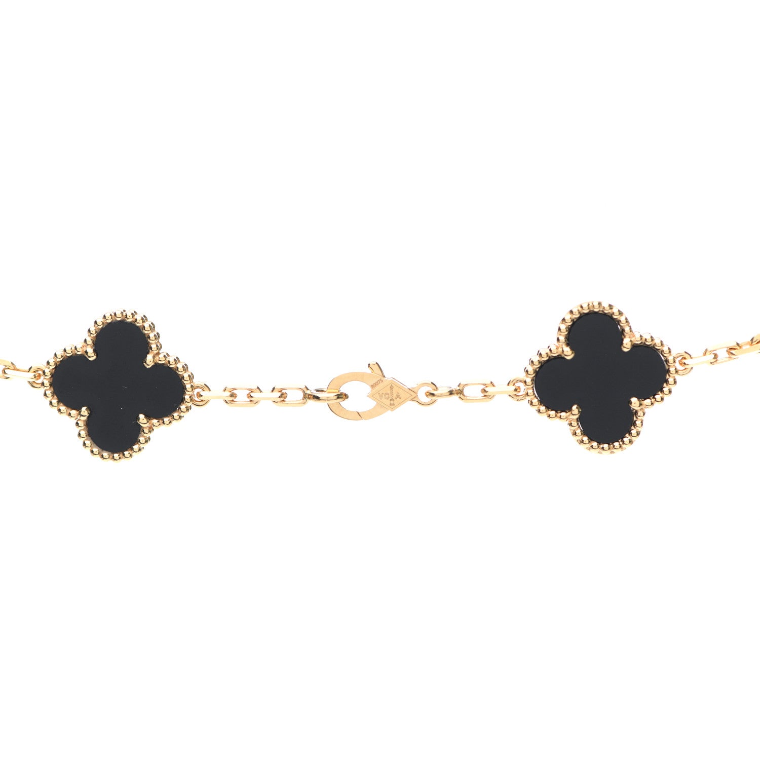 Van Cleef & Arpels 18K Yellow Gold Black Onyx 10 Motifs Vintage Alhambra Necklace 4 of 8