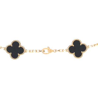 Van Cleef & Arpels 18K Yellow Gold Black Onyx 10 Motifs Vintage Alhambra Necklace 4 of 8