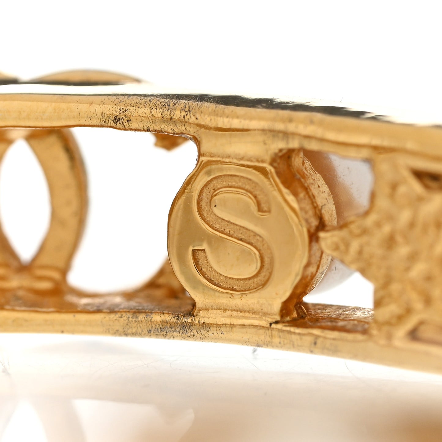 Pearl Crystal CC Star Cuff Bracelet S Gold