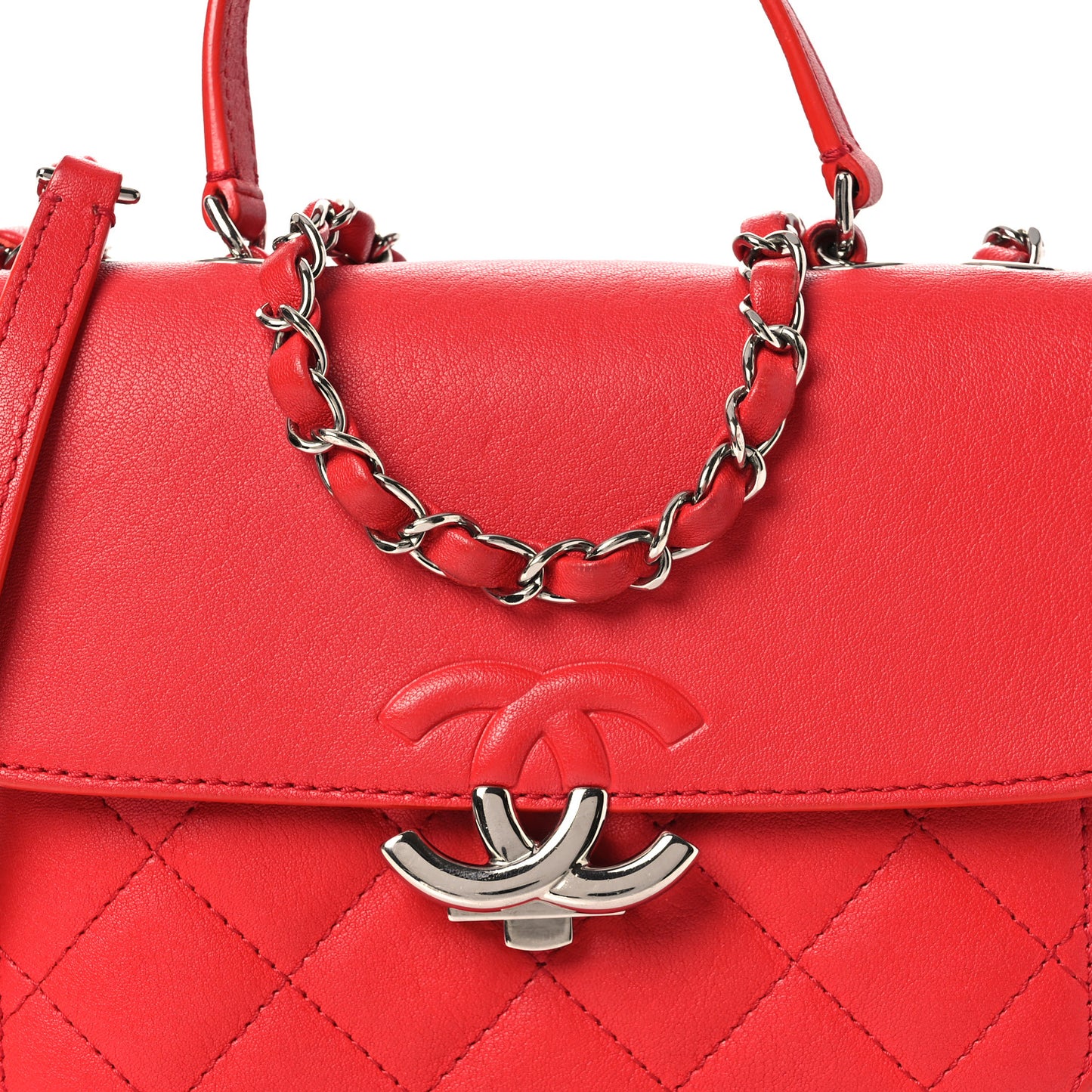 Goatskin Quilted Small CC Box Flap Red