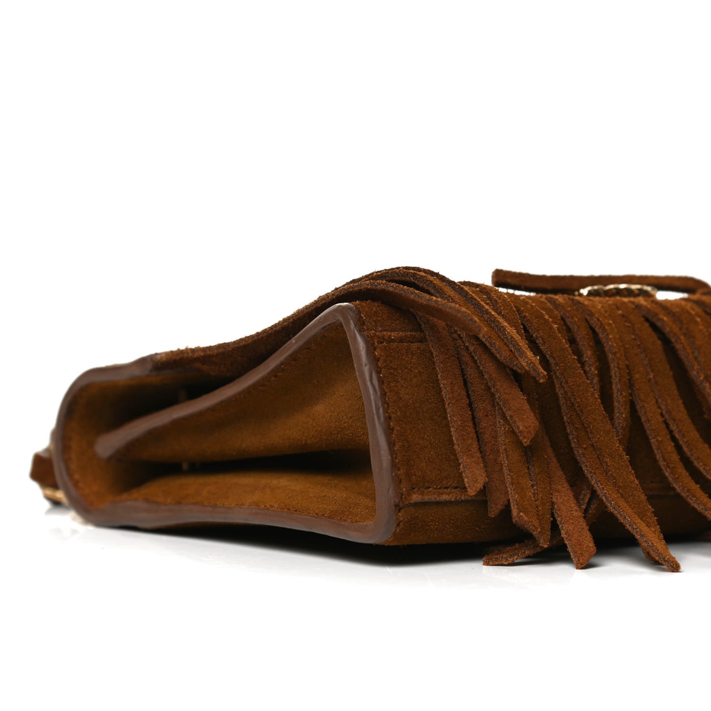 Suede Fringe Baby Monogram Satchel Light Ocre