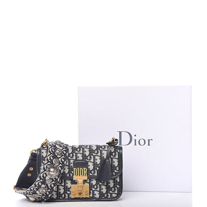 Christian Dior Oblique Small DiorAddict Flap Bag Navy Blue 10 of 10