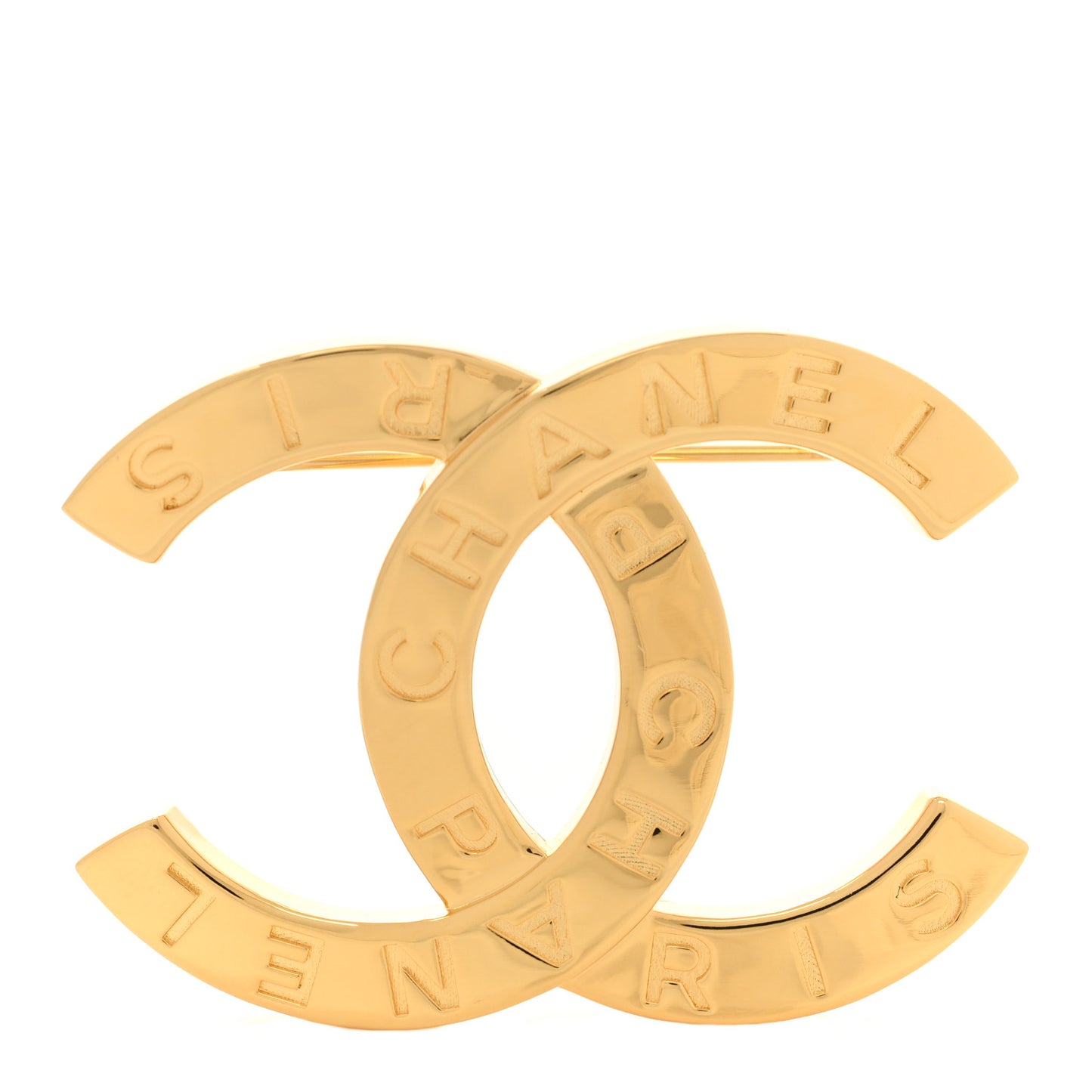 Metal Paris Button CC Large Brooch Gold