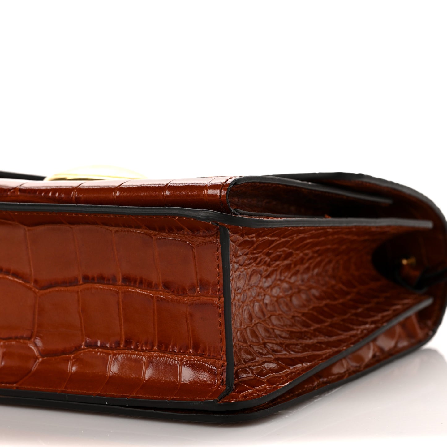 Calfskin Crocodile Embossed Dia Day Bag Chestnut