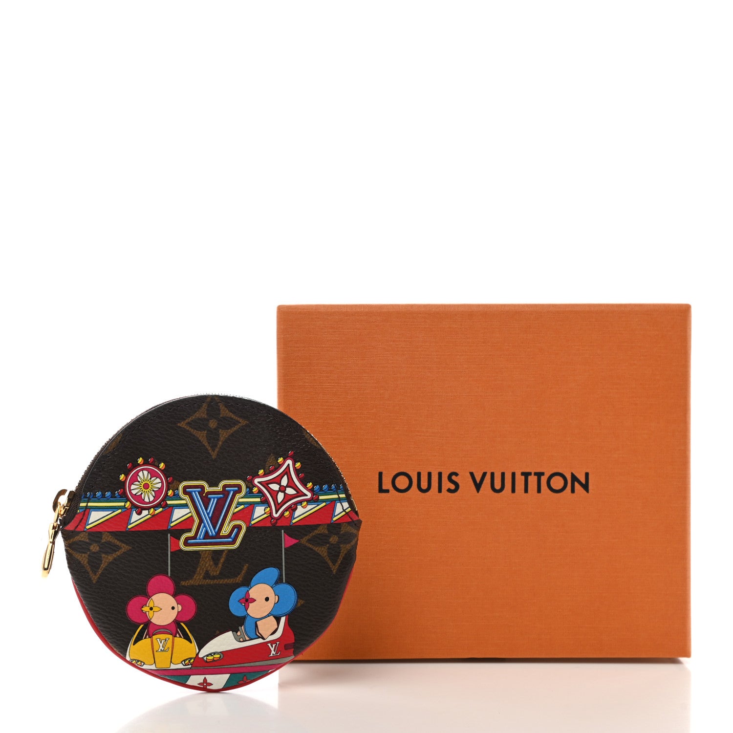 Louis Vuitton Monogram 2020 Christmas Animation Bumper Cars Round Coin Purse Coquelicot 7 of 7