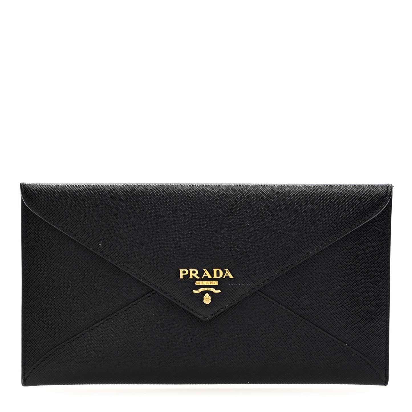 Saffiano City Calfskin Envelope Wallet Black