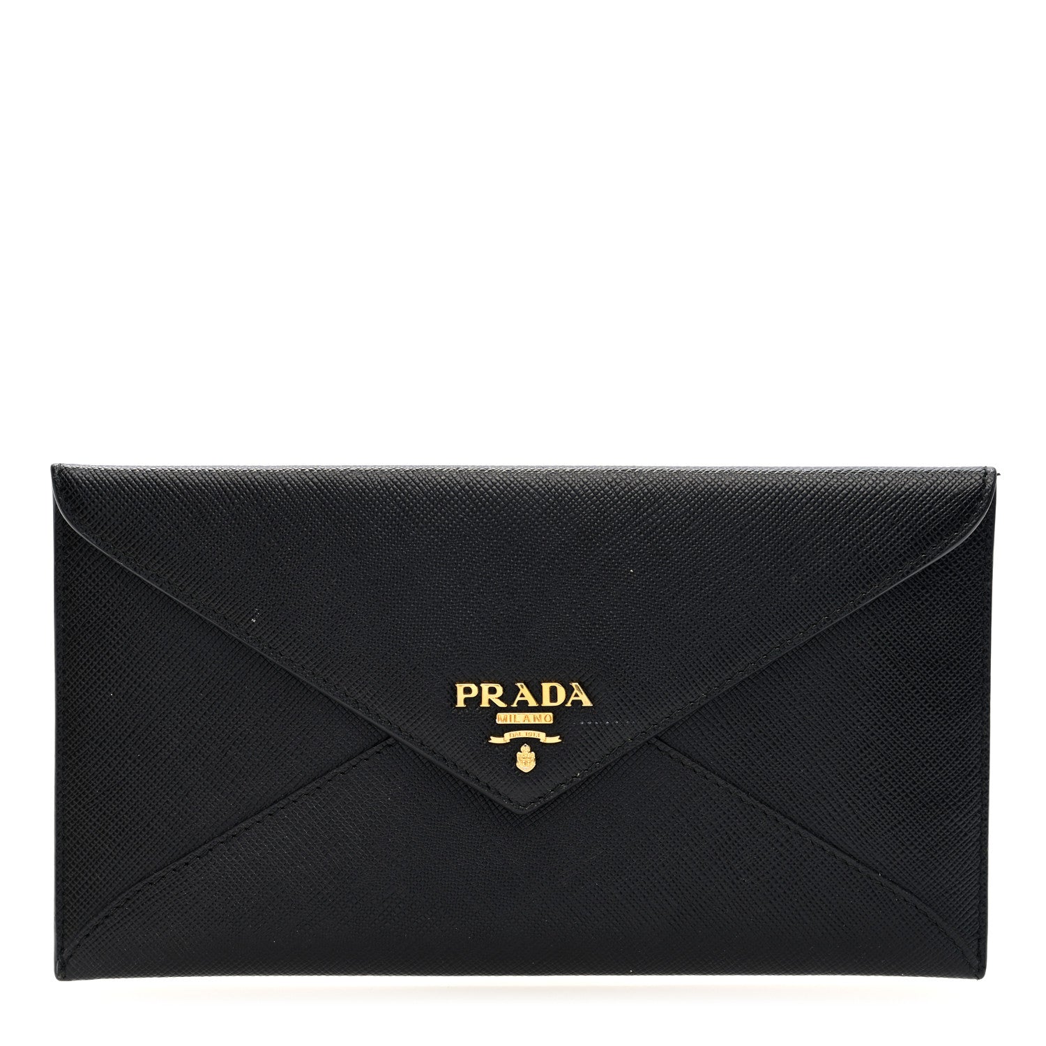 Prada Saffiano City Calfskin Envelope Wallet Black 1 of 6