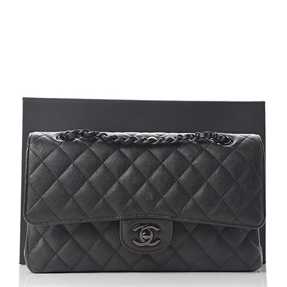Chanel Crumpled Calfskin Quilted Medium Double Flap So Black 11 of 11