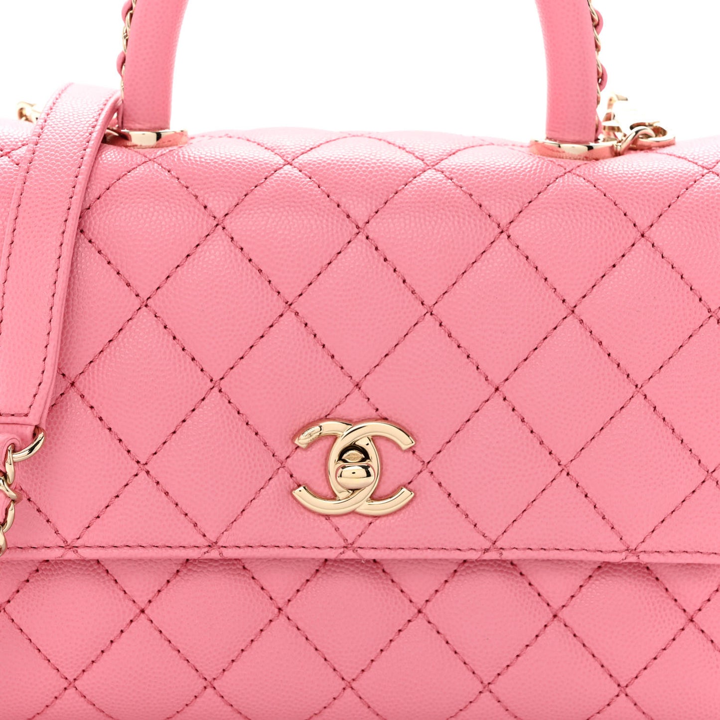 Caviar Quilted Mini Coco Chain Handle Flap Pink
