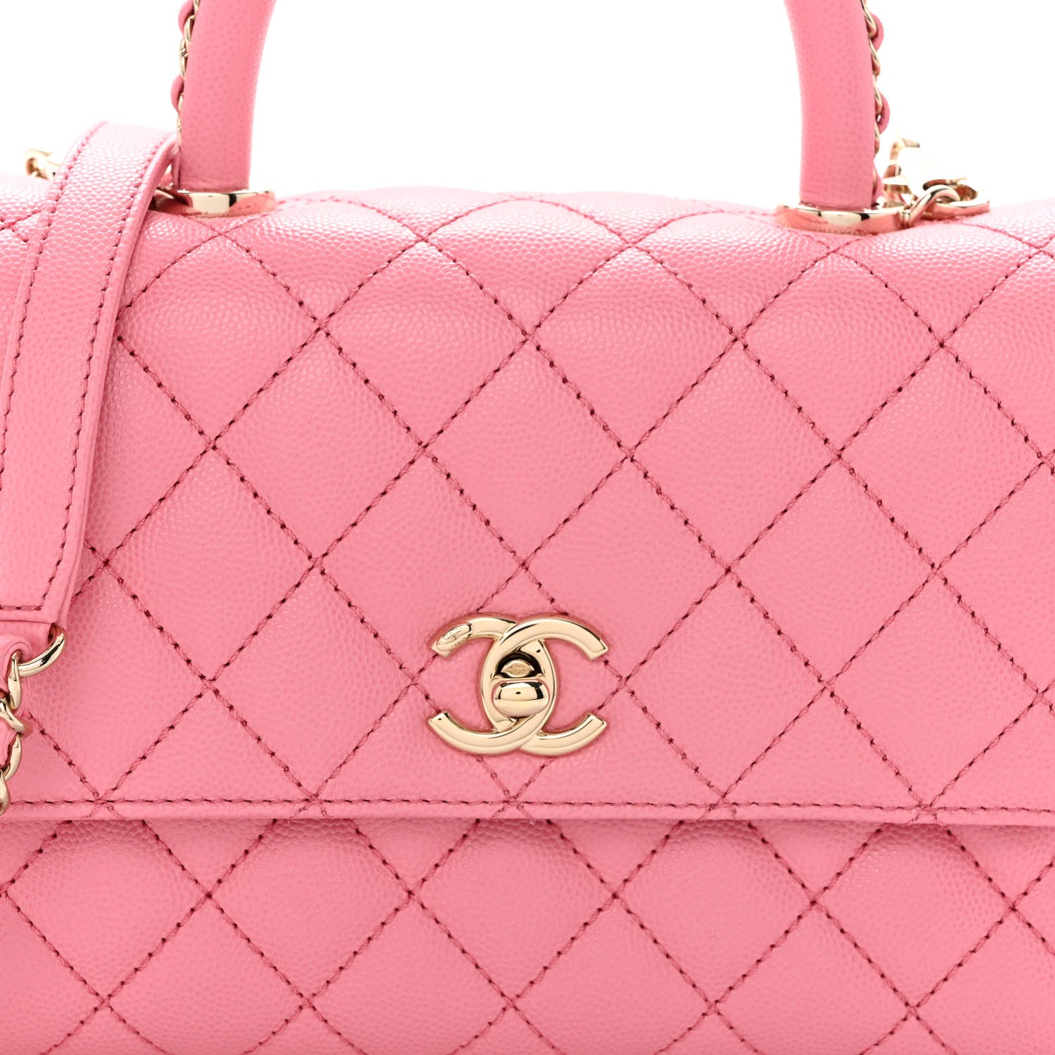 Chanel Caviar Quilted Mini Coco Chain Handle Flap Pink 8 of 11