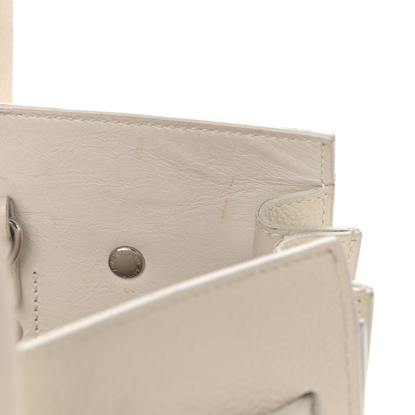Grained Calfskin Baby Sac De Jour White