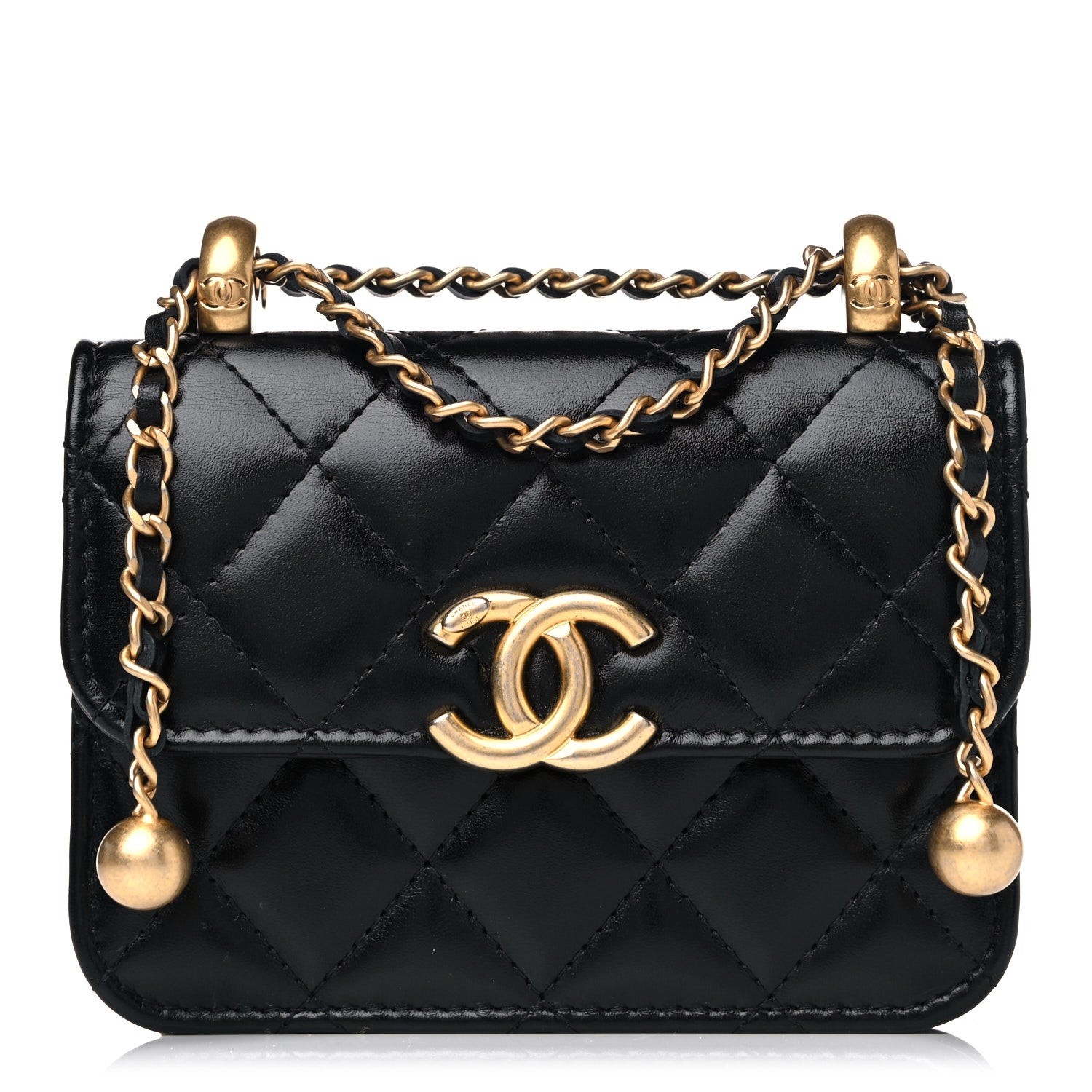 Chanel Calfskin Quilted Perfect Fit Coin Purse With Chain Black 1 of 12