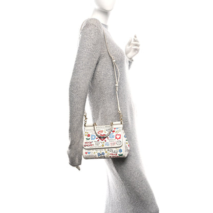 Dolce & Gabbana Dauphine Graffiti Printed Small Miss Sicily Satchel White 2 of 9