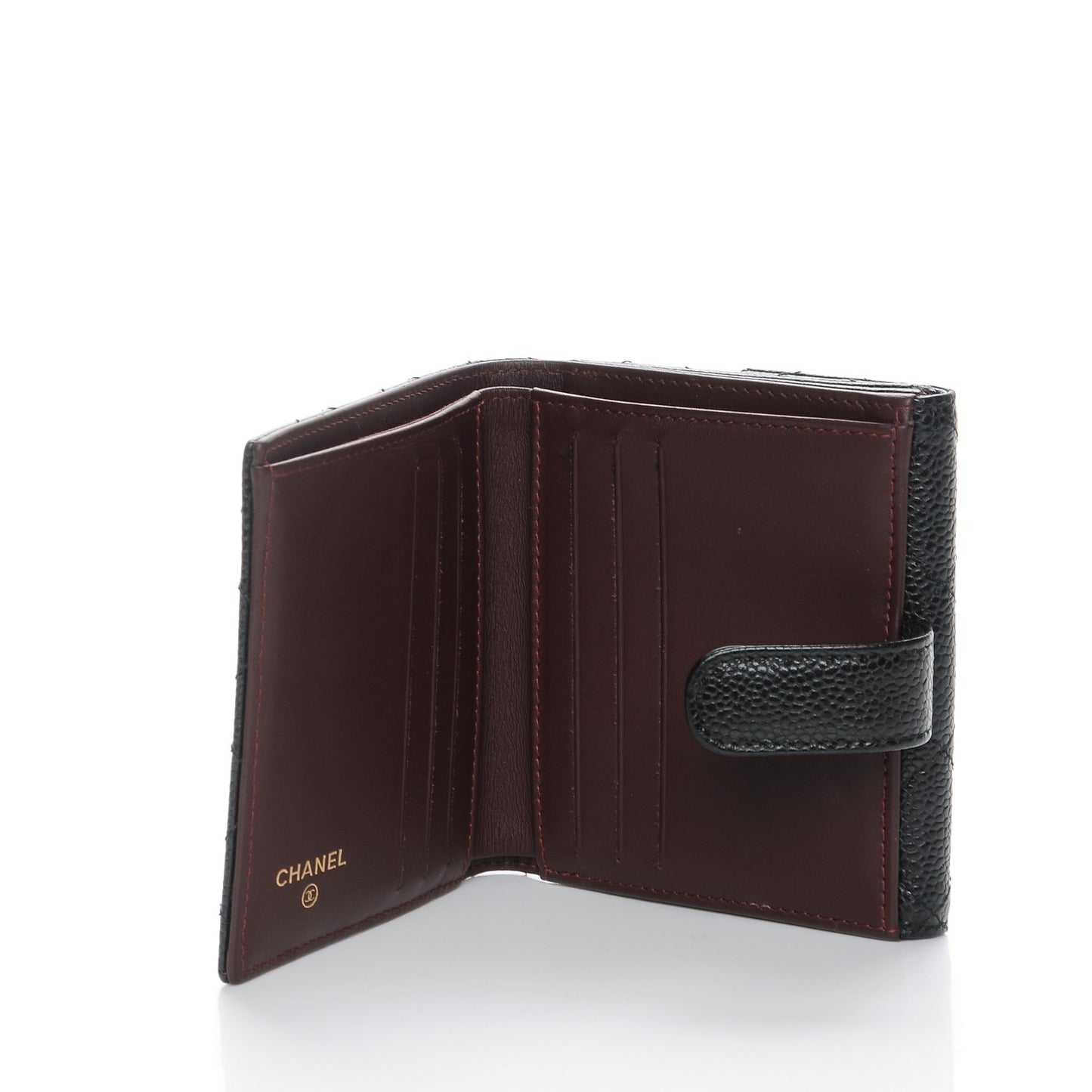 Caviar Quilted Compact French Flap Wallet Black