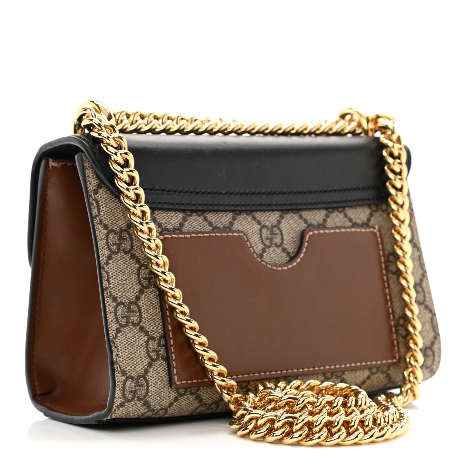 Gucci GG Supreme Monogram Calfskin Small Padlock Shoulder Bag Beige Black Cuir 3 of 15