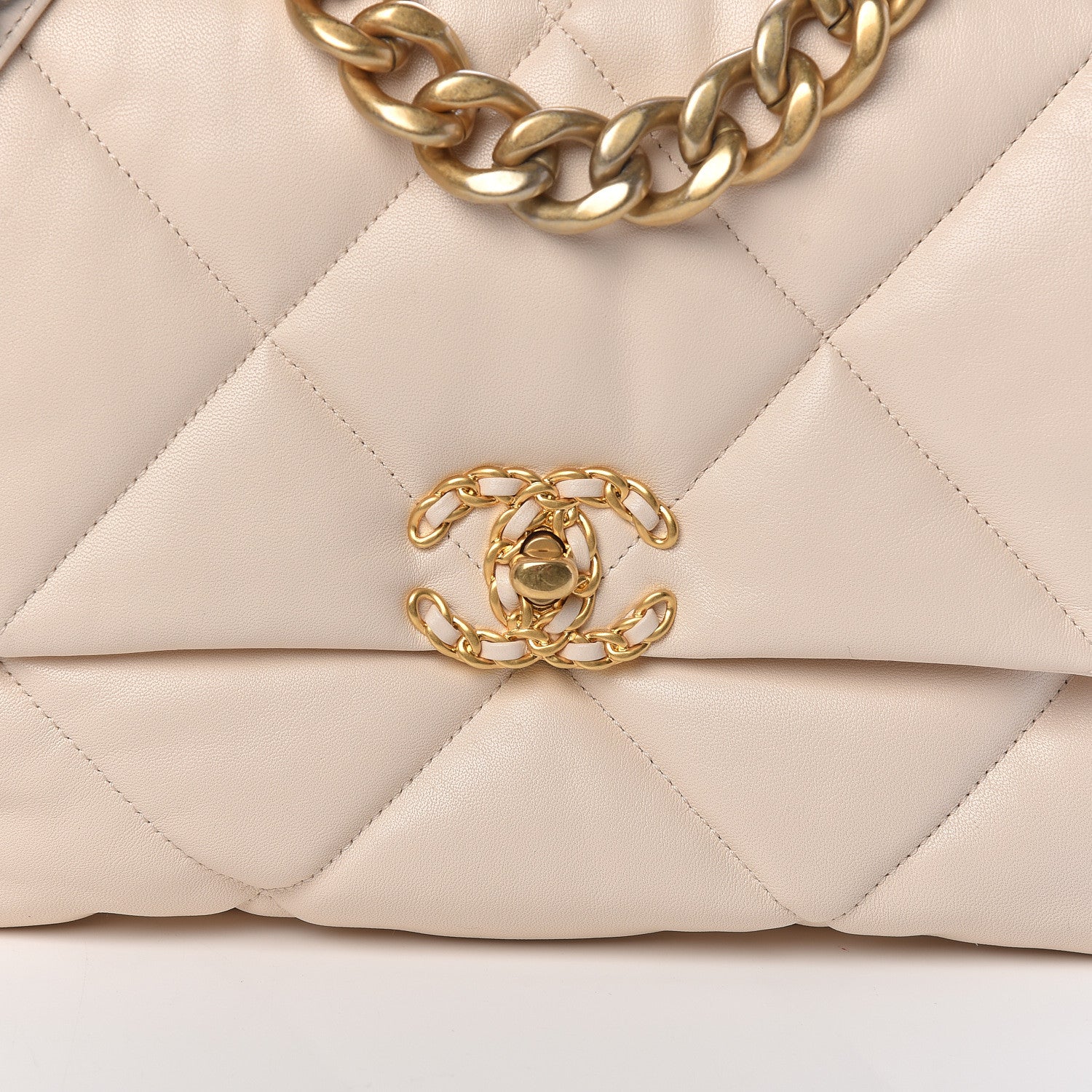 Chanel Lambskin Quilted Large 19 Flap Light Beige 10 of 11