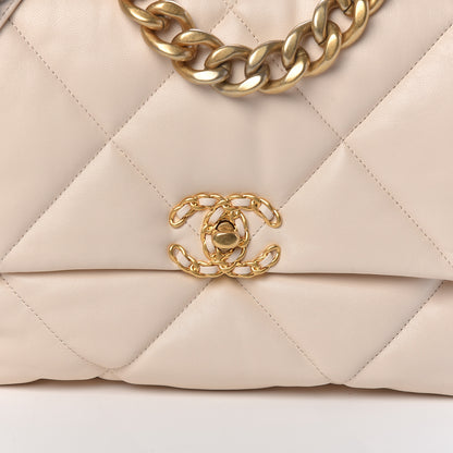 Chanel Lambskin Quilted Large 19 Flap Light Beige 10 of 11