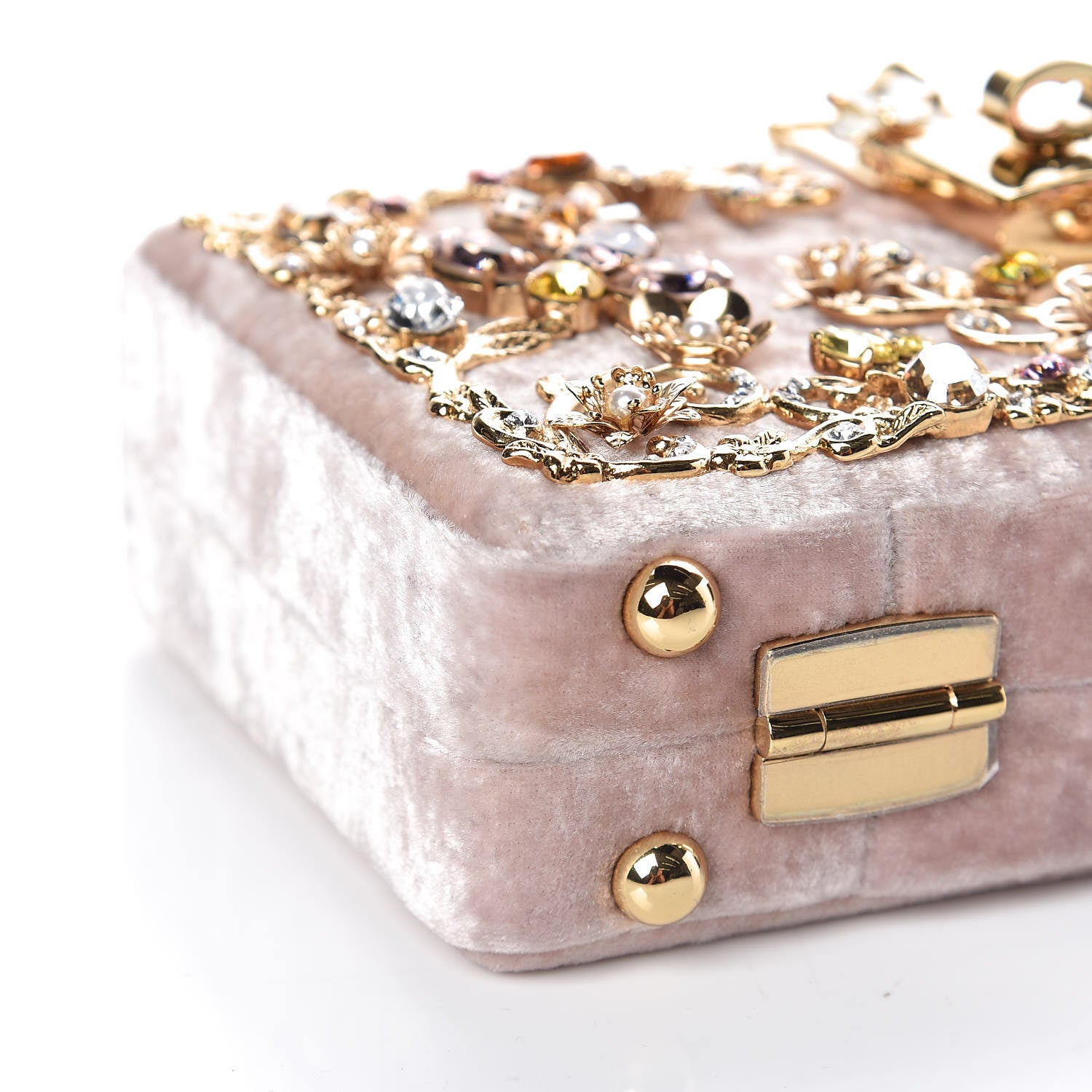 Dolce & Gabbana Velvet Crystal Floral Dolce Box Clutch Pink 7 of 8