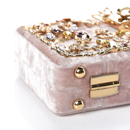 Dolce & Gabbana Velvet Crystal Floral Dolce Box Clutch Pink 7 of 8