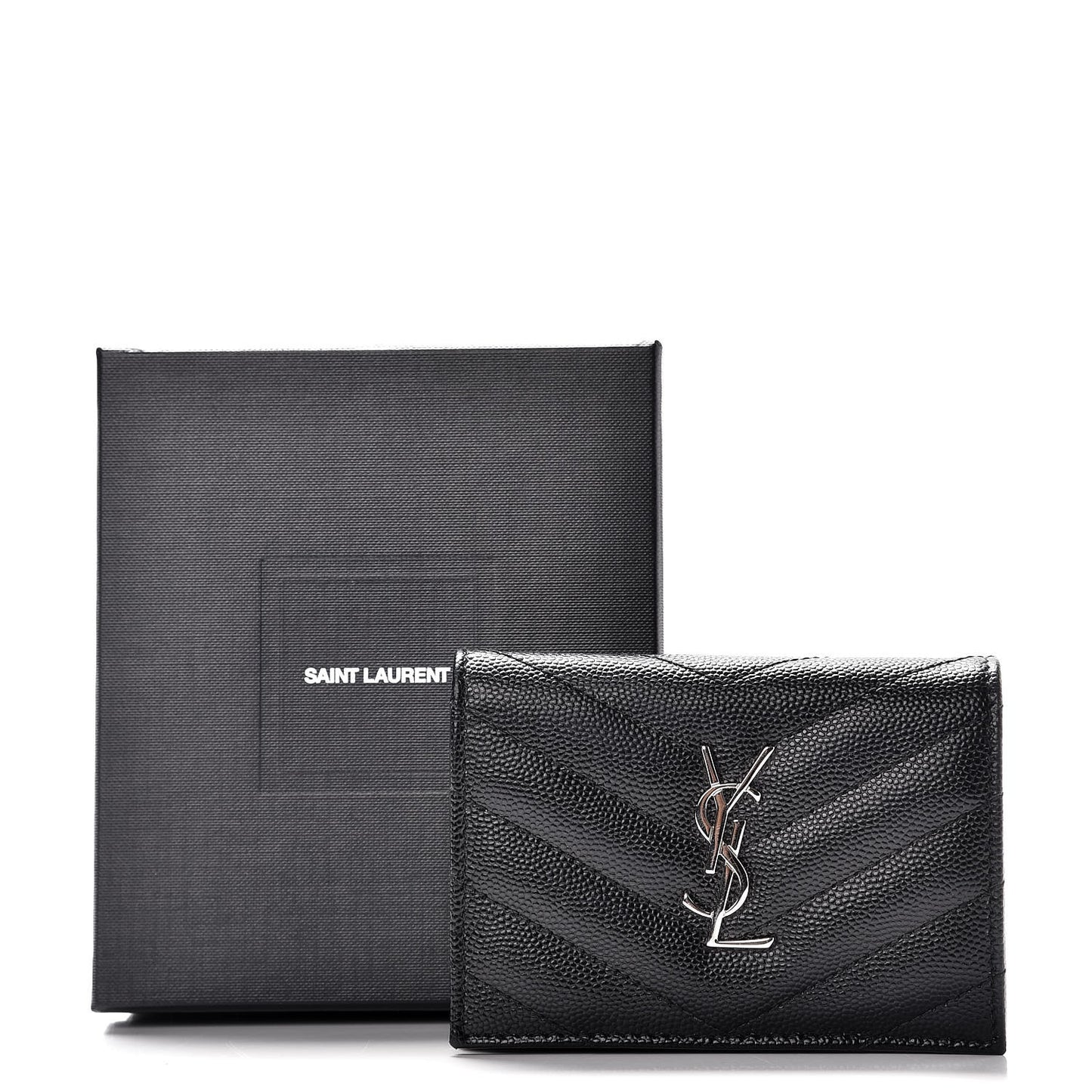 Grain De Poudre Matelasse Chevron Monogram Card Case Black