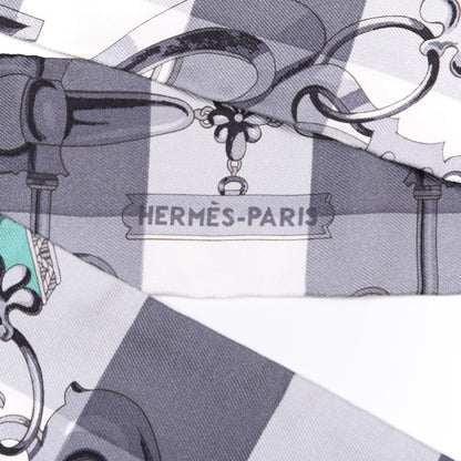 Hermes Silk Mors Et Gourmettes Vichy Twilly Anthracite Menthol White 2 of 4