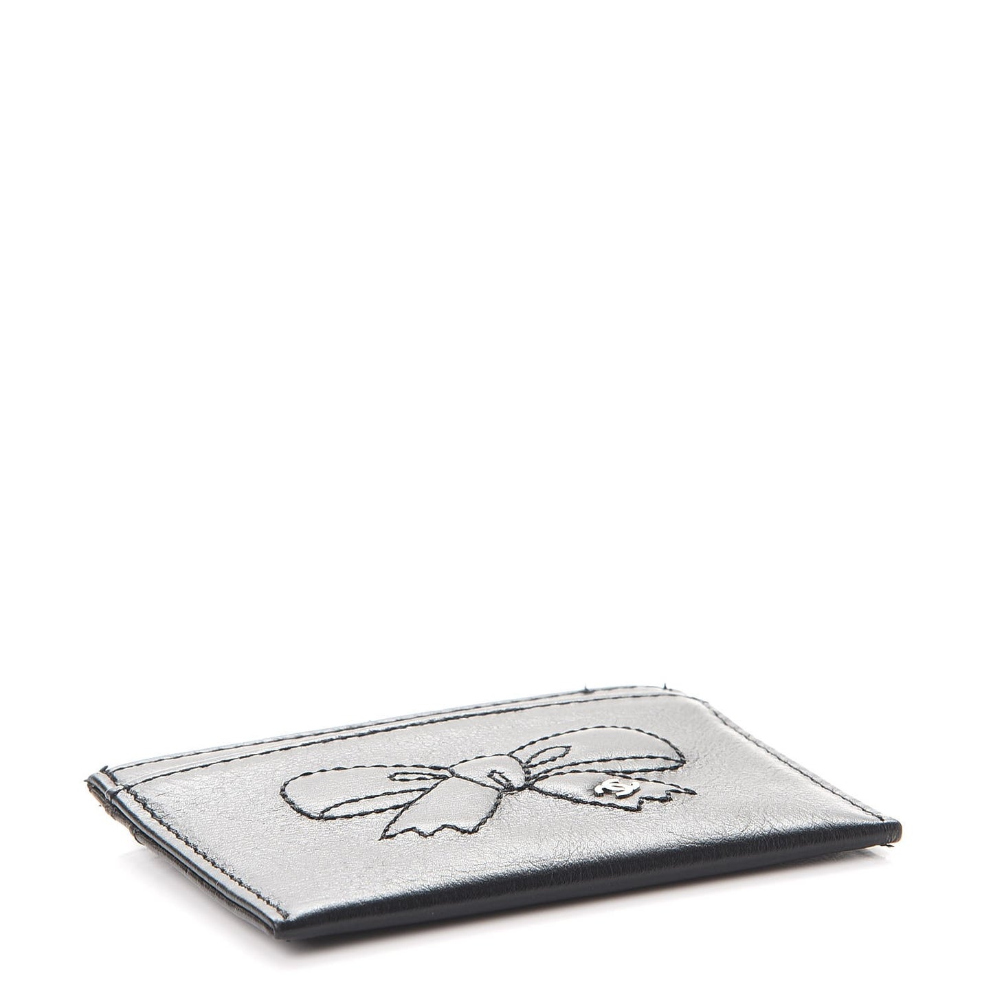 Lambskin Bow CC Card Holder Black