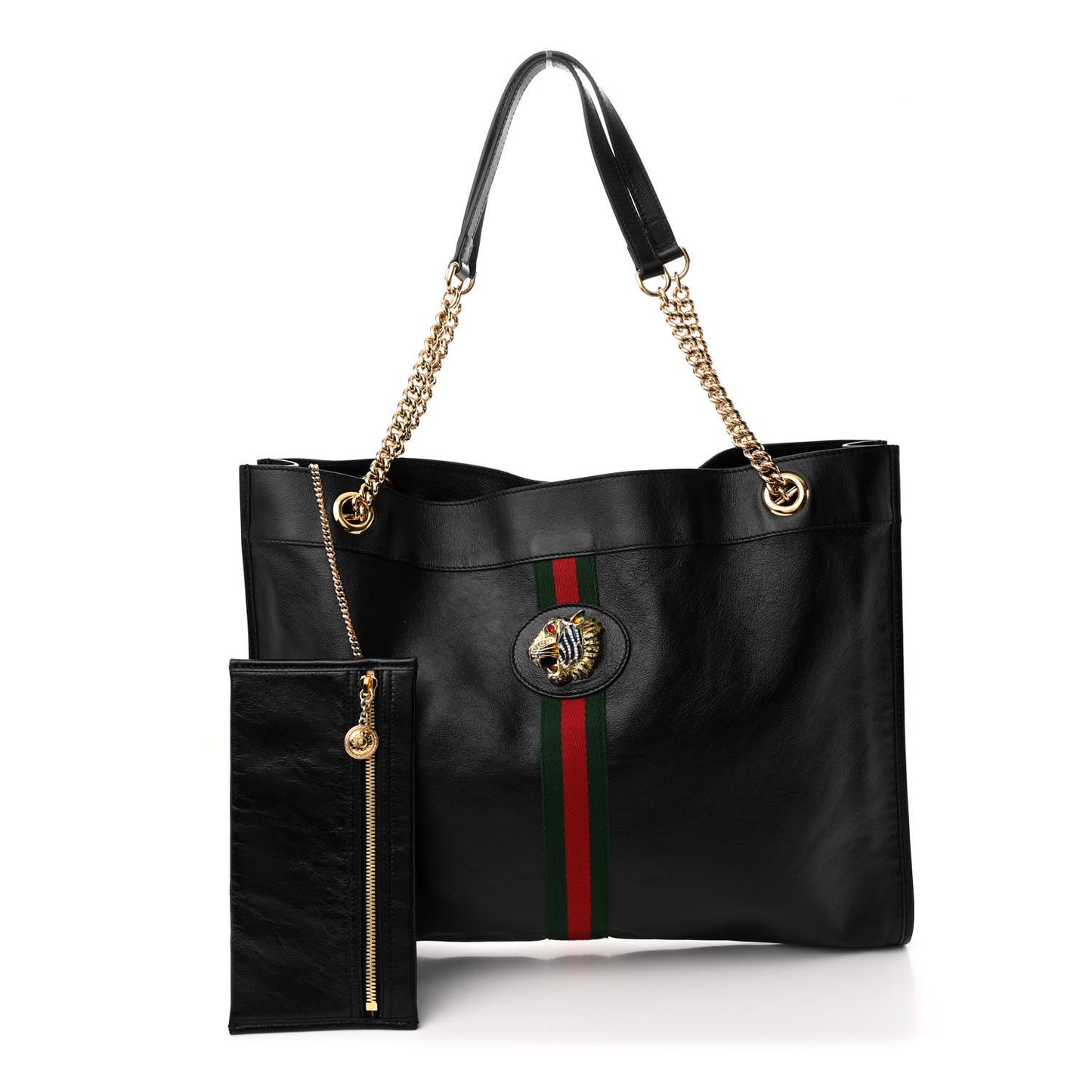 Calfskin Large Rajah Chain Tote Black