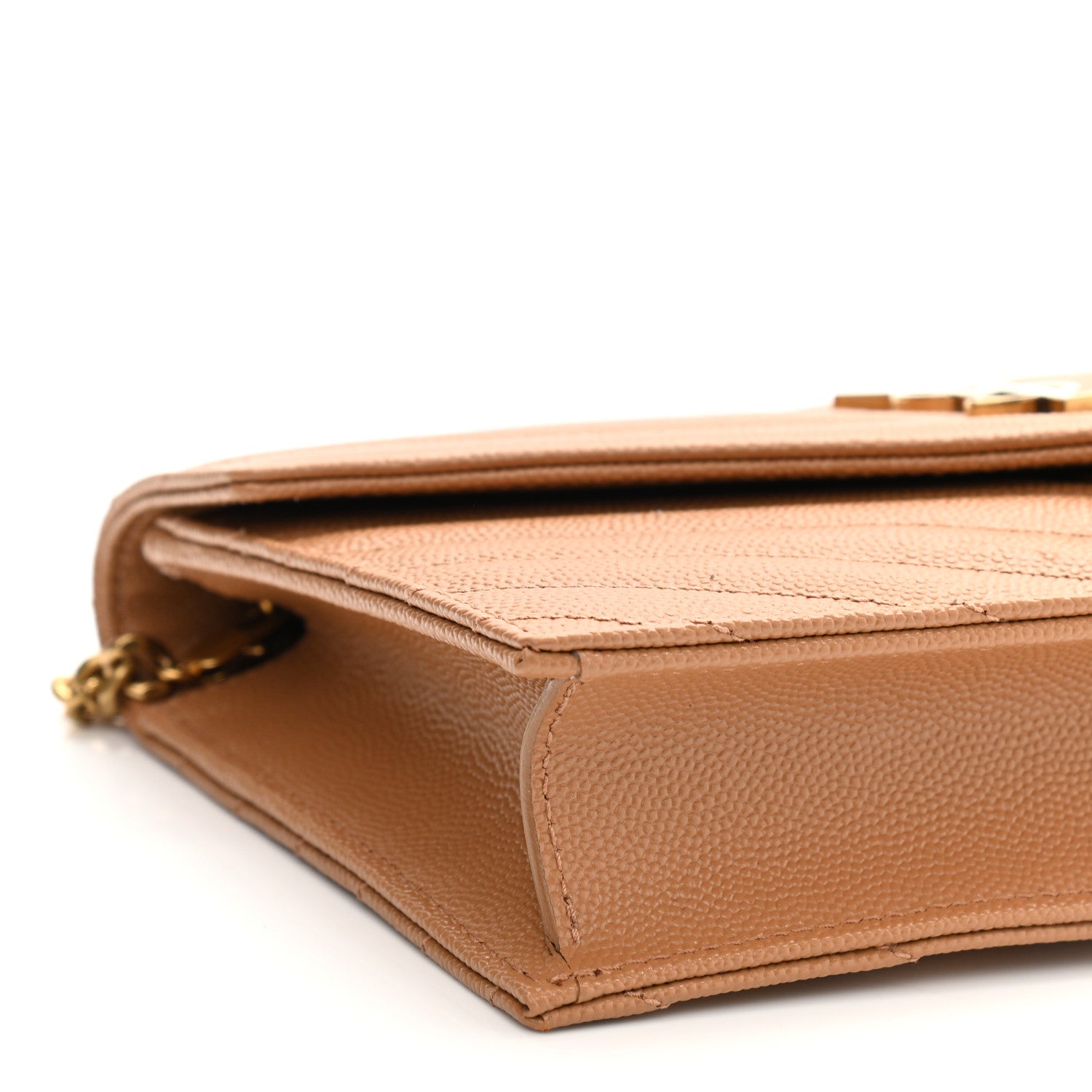 Saint Laurent Grain De Poudre Matelasse Chevron Monogram Envelope Chain Wallet Dune 9 of 10