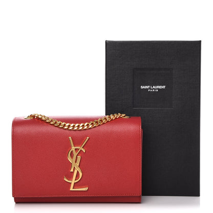 Saint Laurent Grain De Poudre Small Monogram Kate Satchel Red 9 of 9