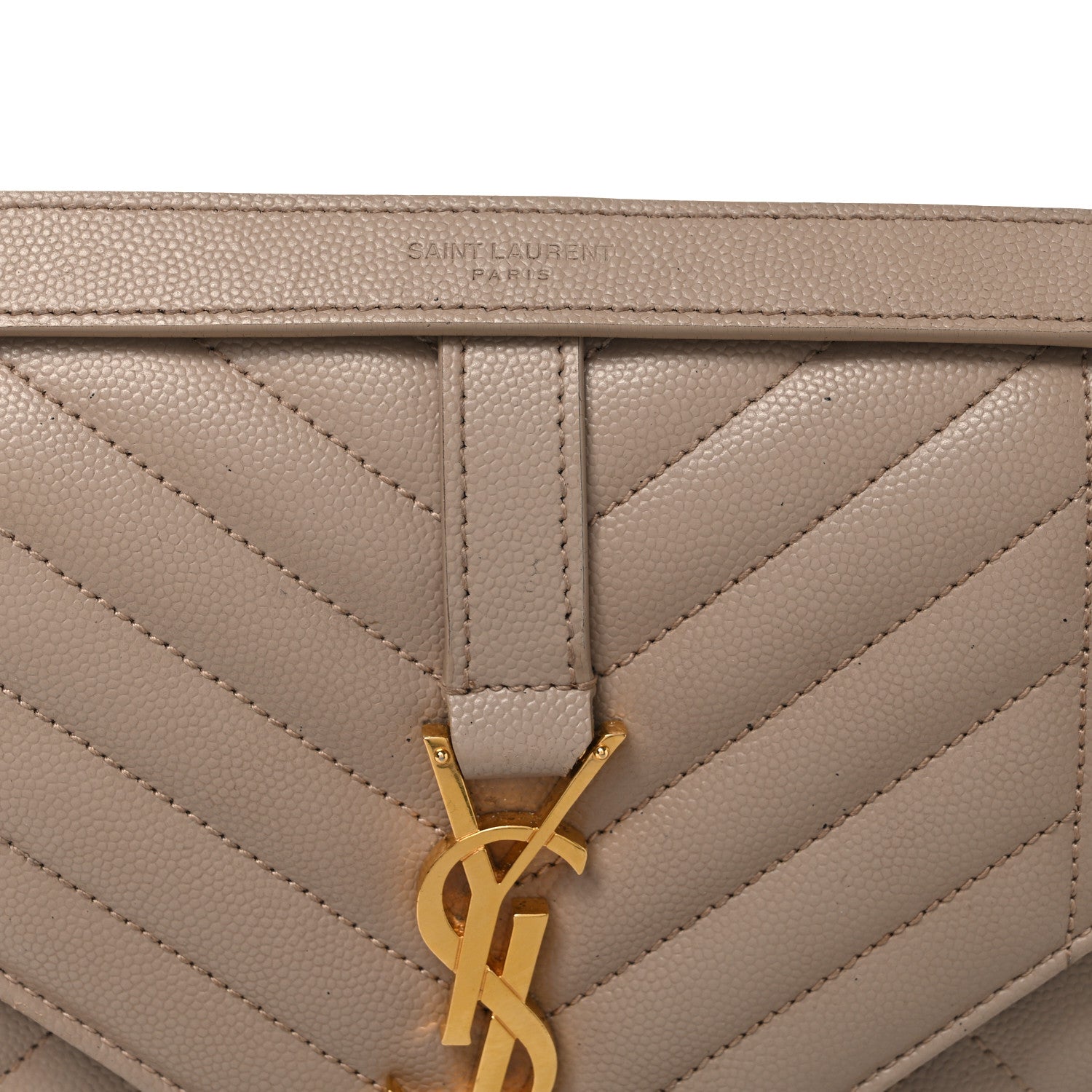 Saint Laurent Grain De Poudre Textured Mixed Matelasse Medium Triquilt Monogram Satchel Dark Beige 8 of 11