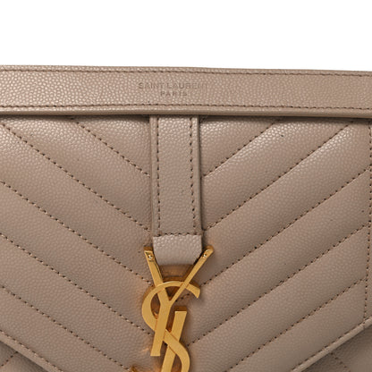 Saint Laurent Grain De Poudre Textured Mixed Matelasse Medium Triquilt Monogram Satchel Dark Beige 8 of 11