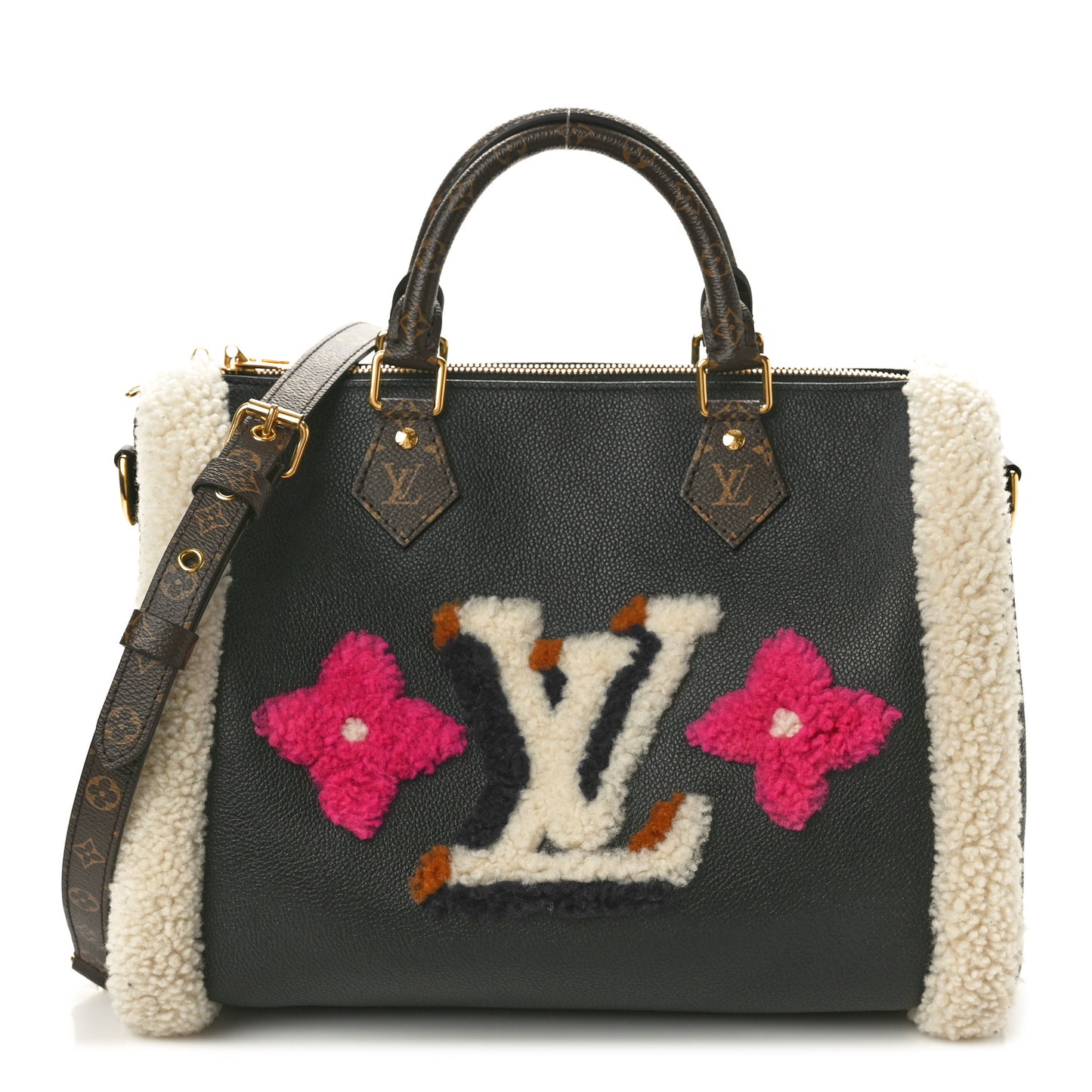 Calfskin Monogram Teddy Speedy Bandouliere 30 Black