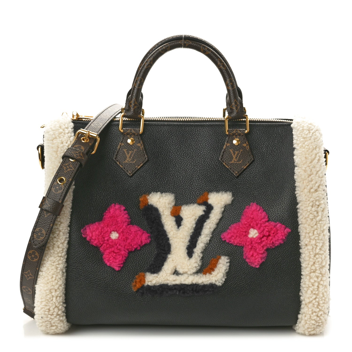 Louis Vuitton Calfskin Monogram Teddy Speedy Bandouliere 30 Black 1 of 9