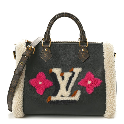 Louis Vuitton Calfskin Monogram Teddy Speedy Bandouliere 30 Black 1 of 9
