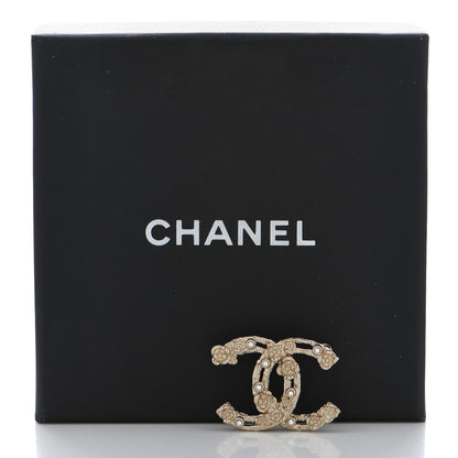 Chanel Metal Crystal Camelia CC Brooch Gold 5 of 5