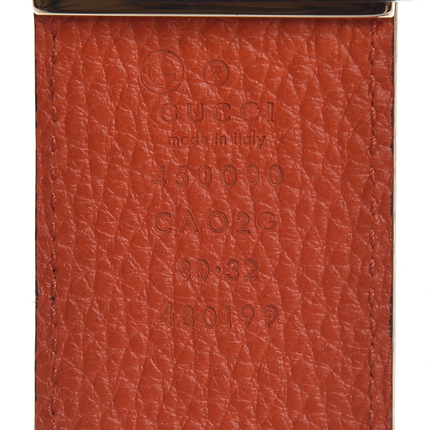Gucci Calfskin 1973 Reversible Belt 80 32 Orange Black 4 of 6