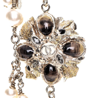 Chanel Pearl Bead Enamel CC Long Necklace Black Gold 4 of 7