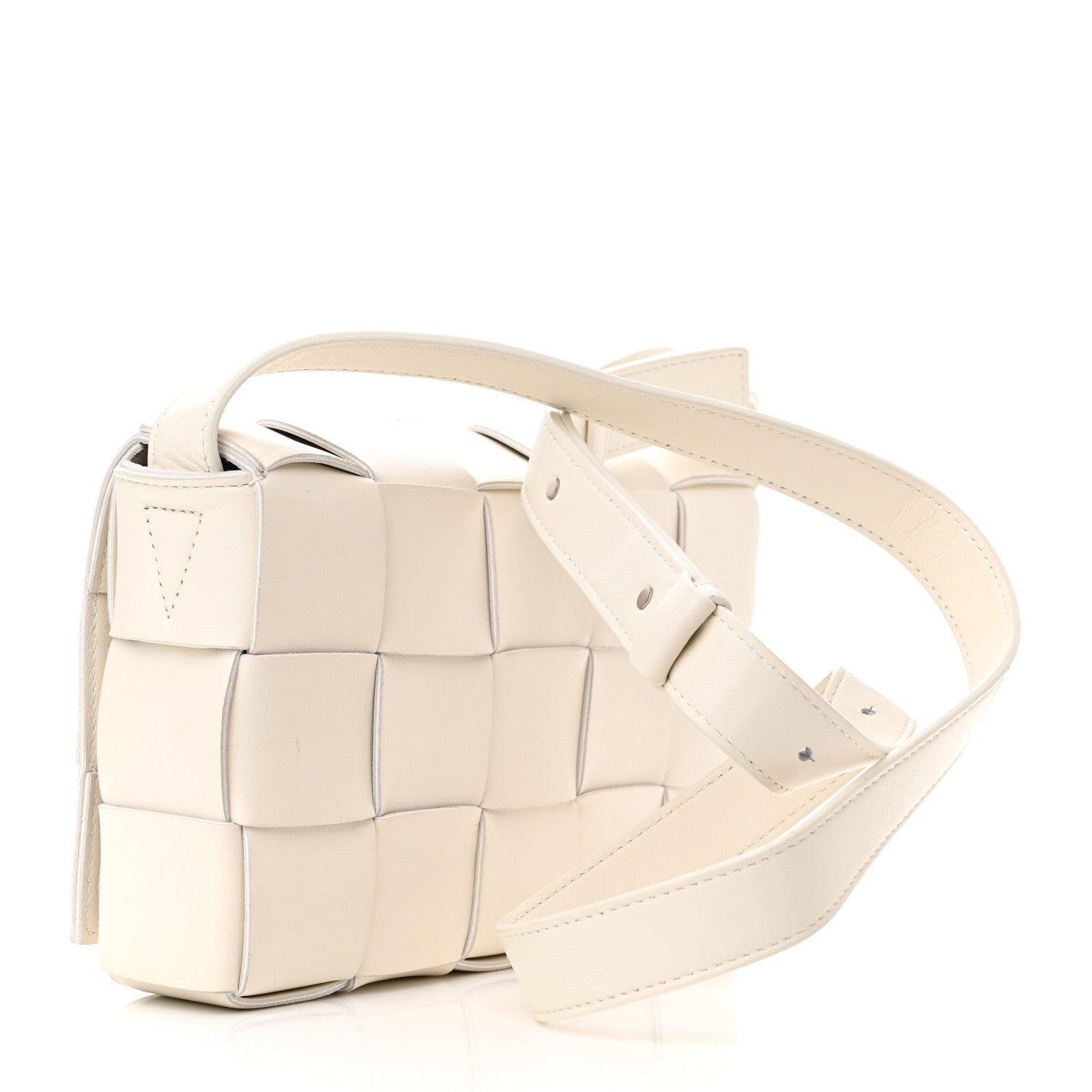 Bottega Veneta Lambskin Maxi Intrecciato Cassette Crossbody Bag White 3 of 12